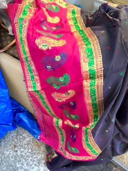 Beautiful, gorgeous, elegant, black and pink combination partySari