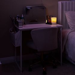 DESK + MIRROR VANITY + PINK CHAIR