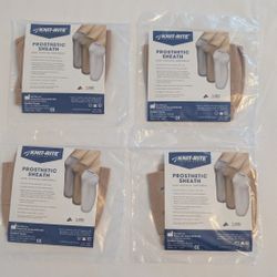 Lot of 4 Knit-Rite Prosthetic Sheaths 2HPBWMD Wide Medium 16–20” Dusk NEW. Tape measure is in the last photo for size comparison of packaging.