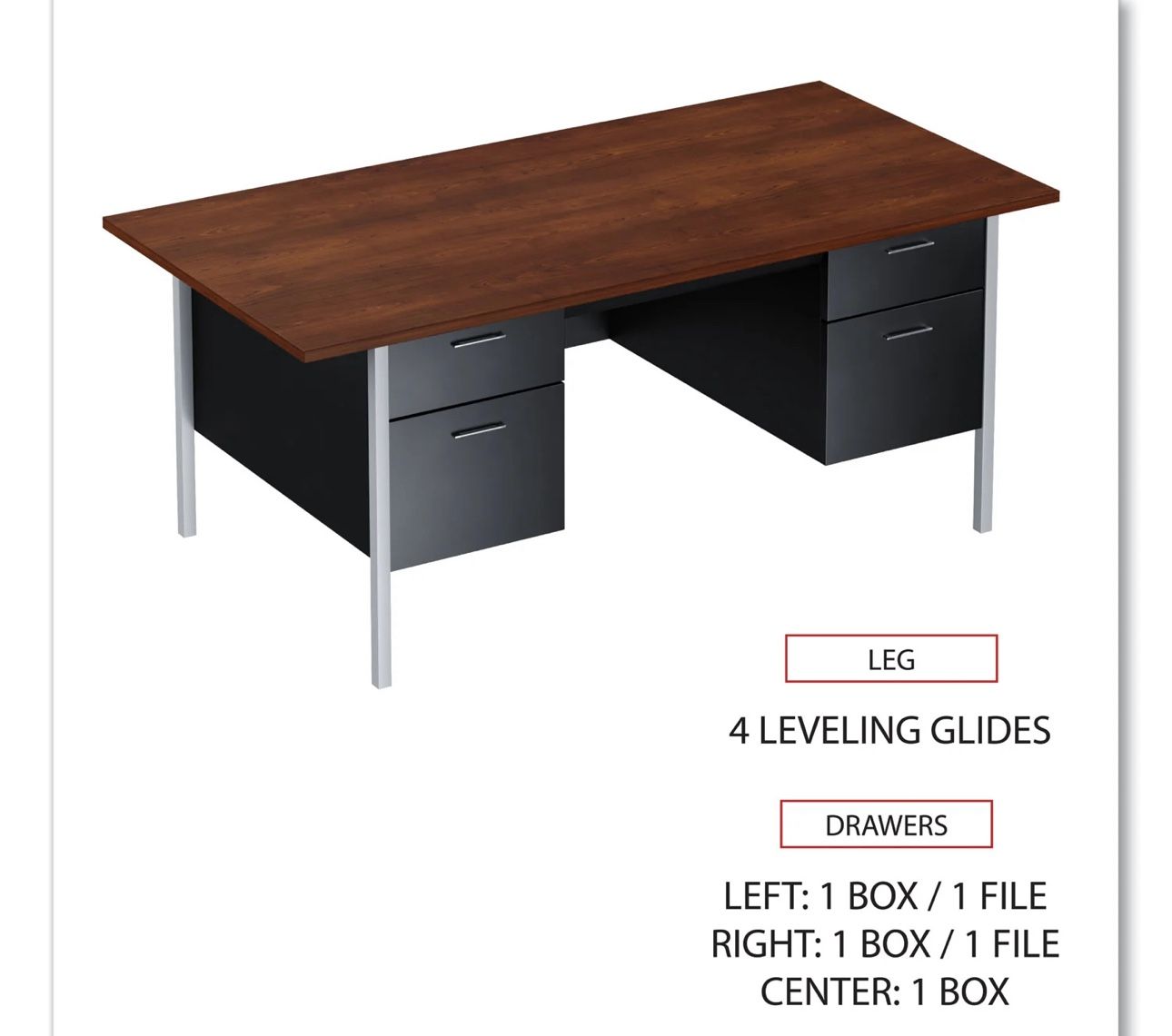 Double Pedestal Steel Desk