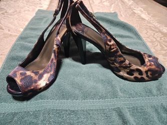 Fergalicious by Fergie- Leopard Print Peep-Toe Slingback Heels