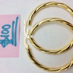 10K Solid Gold  Earrings 34 mm
