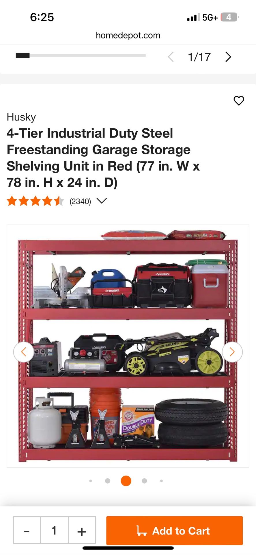 Red Shelving Unit husky Garage Storage 