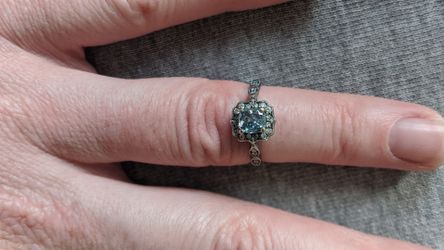Vintage Style Lab Grown Blue Diamond Engagement Ring