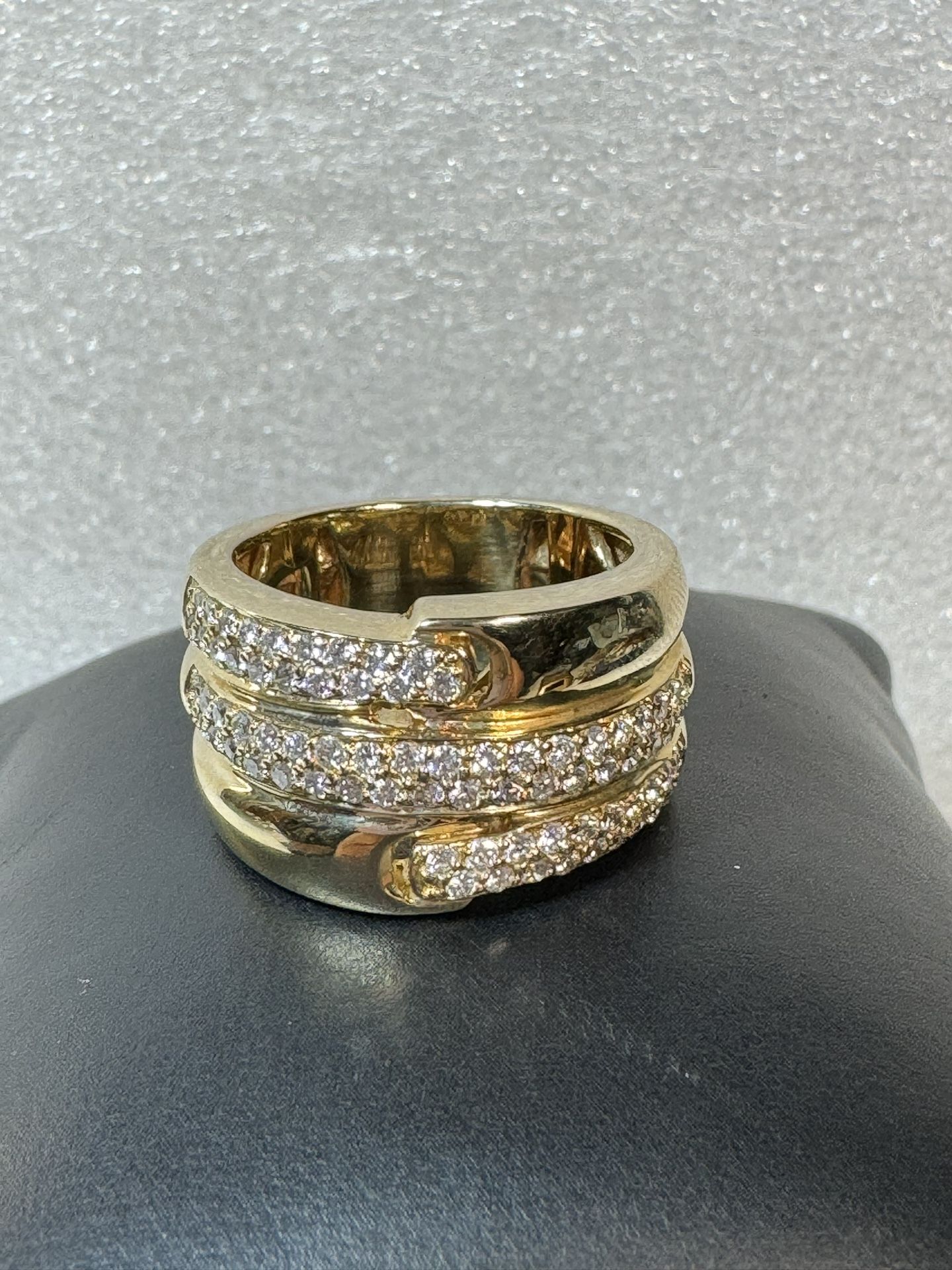 Sonia B. 14KT Yellow Gold Triple Band Diamond Ring Size 8.5