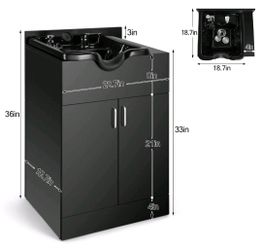 Backwash Sink Station Shampoo Bowl Beauty Spa Salon Hair Barber Equipment Black