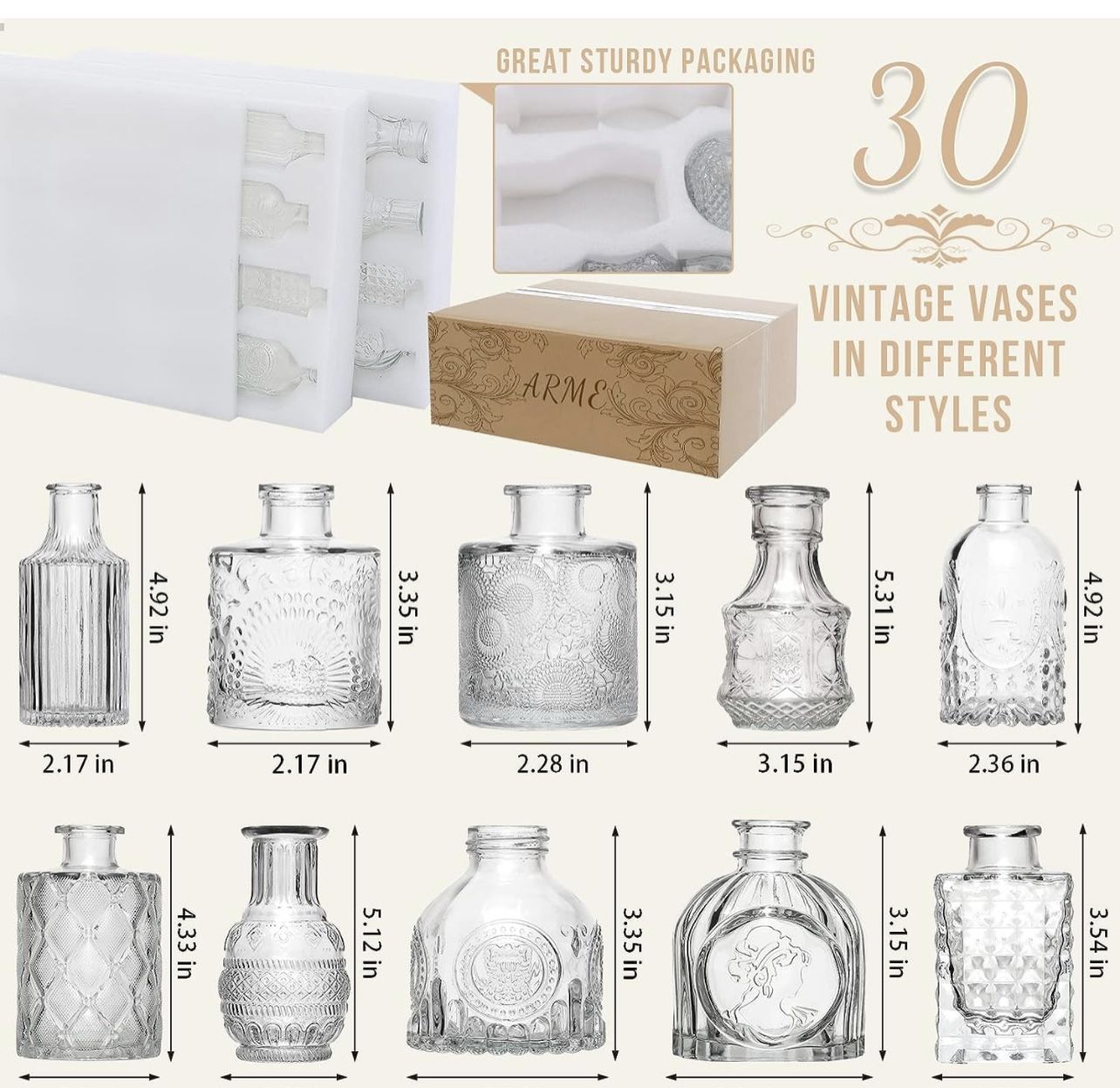 New Glass Bud Vase 30 Pcs