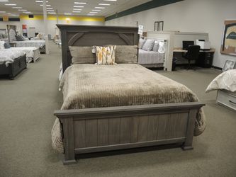 Queen Panel Bed - Weathered Gray-Brown | Headboard