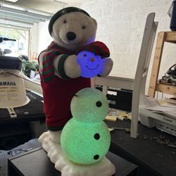 Bear With Snow Man Christmas Decor
