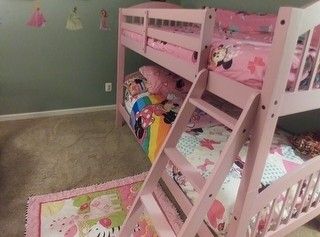 Brand New Twin Size Pink Wood Bunk Bed (New In Box) 