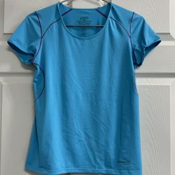 Patagonia Womens Blue Short Sleeve Performance T-Shirt Top - Size Medium - VGUC