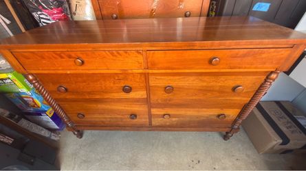 Vintage Cherry Wood Rope Twist Long and Column Dresser set