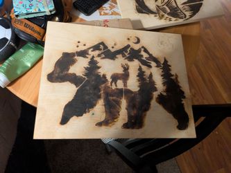 Handmade Wood burned  picture frame