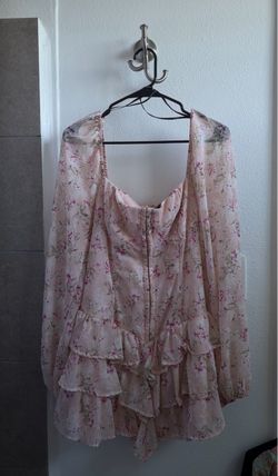 Pink Floral Long Sleeve Mini Dress