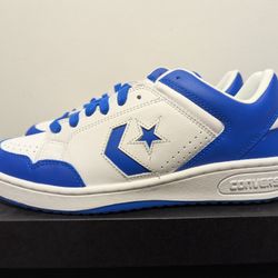 Converse Weapon Leather Low White Blue Men's Size 12 A12520C Basketball Shoe