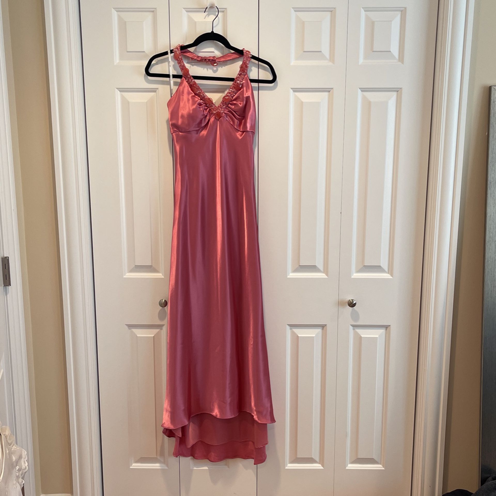Mauve Halter Gown With Beading