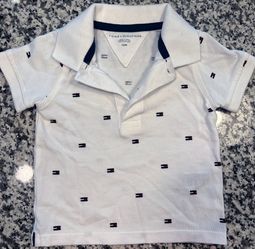 🔥New Tommy H Baby Allover Flag Print White Polo 12 Months🔥