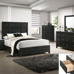 Brand New Black 4pc Queen Bedroom Set (Available In Eastern King)