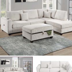 3 Pc Sectional With Ottoman Set 
