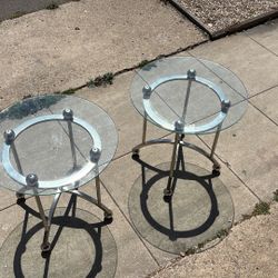 2 End Tables With Glass Tops
