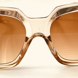 Peach & Clear Rectangular Sunglasses With Peach Toned Lens