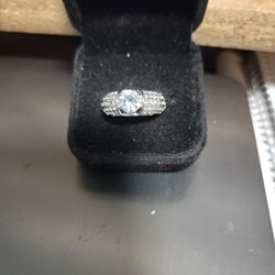 Size 8 White Sapphire Solitaire Ring 925 Sterling 