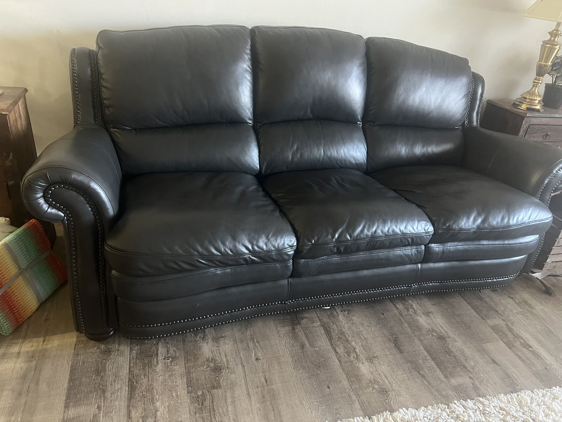 Gorgeous, Dark Gray Leather Sofa