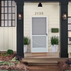 RELIABILT Universal reversible Hinged Screen door 36-in x 80-in White Aluminum Single