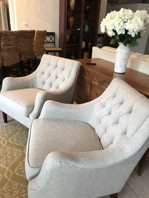 “Glenis Tufted Accent Chair” Brand New Gray Sofa Lounge Grey Couch