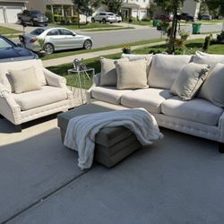 Full Size Sofa Set – Includes Matching Chair, Ottoman & Side Table!