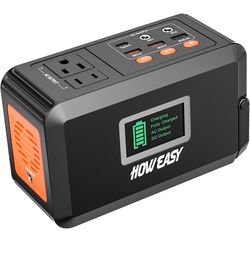 HOWEASY Portable Power Station,120W(240W Peak) Solar Generator 88Wh Lithium Battery Power with 110V AC Outlet/DC/USB/LED Light for Outdoor Camping Tr