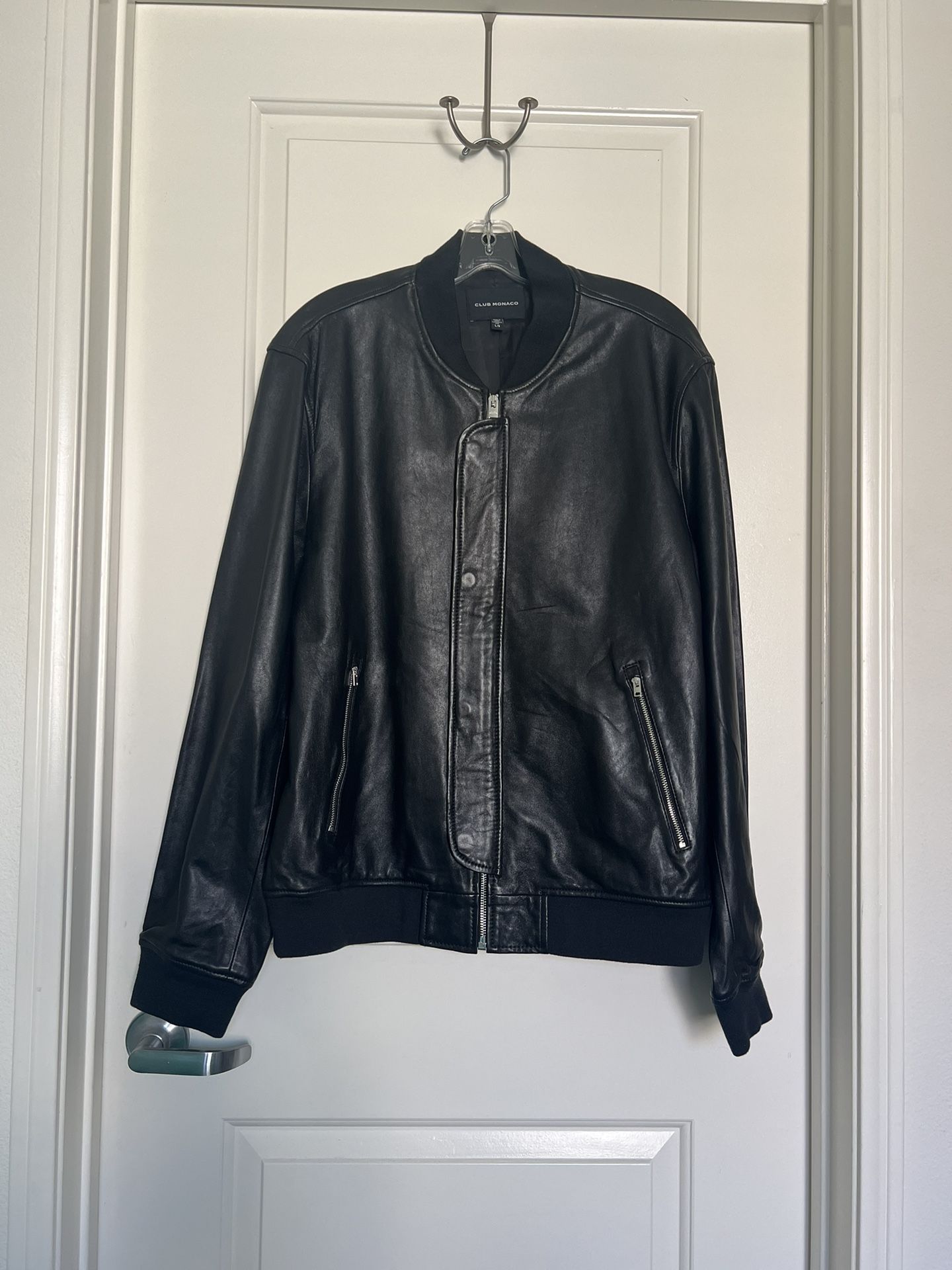 Club Monaco Lamb Leather Bomber Jacket Men’s Size Large