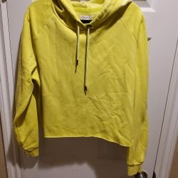 Women's Yellow Cropped Hoodie (Size XL) 