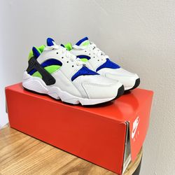 Nike Air Huarache Scream Green Sz 5 Royal Blue