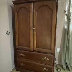 Vintage Wood Armoire / Entertainment Cabinet – $100
