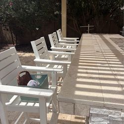 4 Polywood Oxford Bar Arm Chairs Poolside