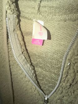 No Boundaries Olive Green Sherpa Quarter-Zip Hoodie Size L