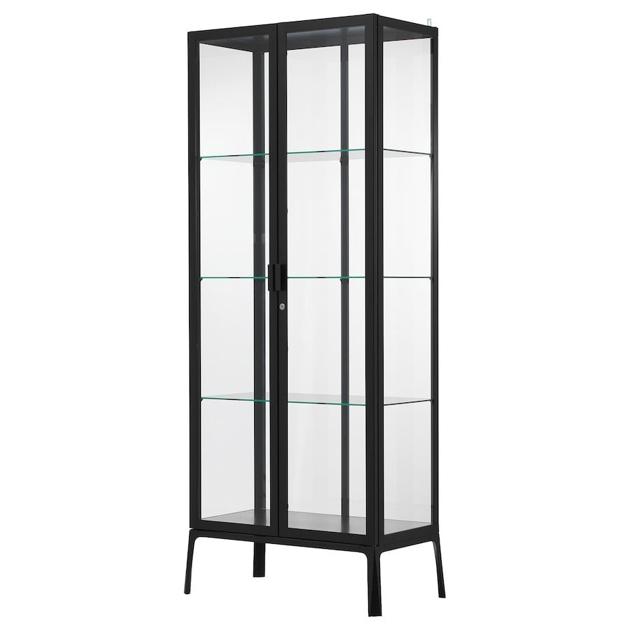 IKEA MILSBO Glass-door cabinet, anthracite