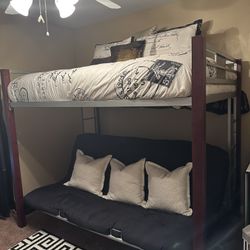 Full Size Wooden Bunk Bed/Futon & Dresser