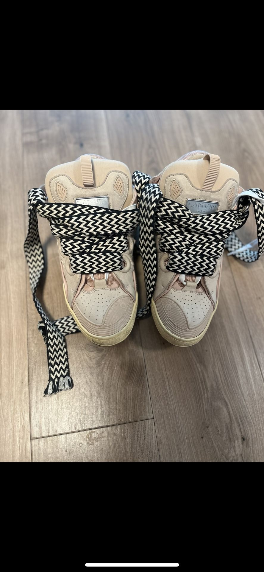 Lanvin Pink Leather Curb Sneakers