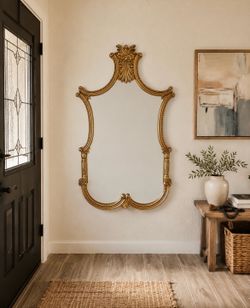Large Vintage Ornate Italian Style Mirror Wood Gold 49"tall 29" Wide