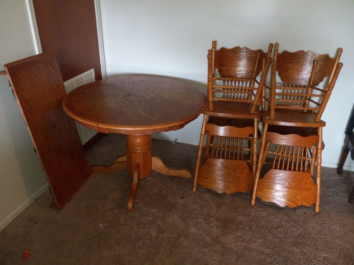 Dining Room Table Set With Leaf Insert 4 Chairs