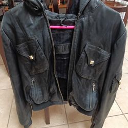 Women's Leather Coat With Hood 