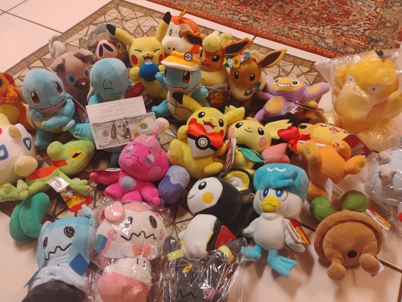 Brand New Pokemon Plushies 15Each