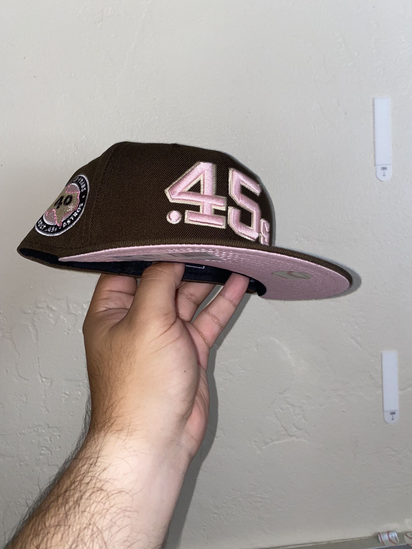 Brown Houston Astros Fitted Hat Pink UV 40th Anniversary Sidepatch