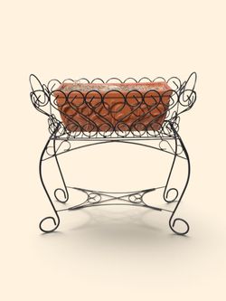 Decorative Black Wrought Iron Plant Stand + Terracotta Planter
