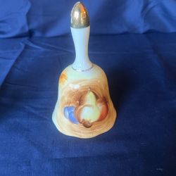 Vintage hand painted porcelain bell with scalloped edge and gold trim 