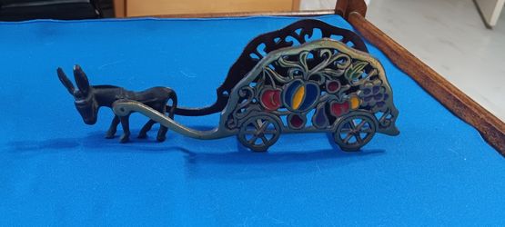 Vintage Donkey pulling fruit cart napkin holder