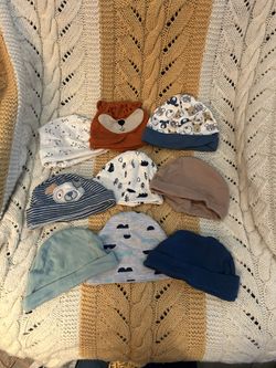 10pc Baby Boy Beanies (0-9m)