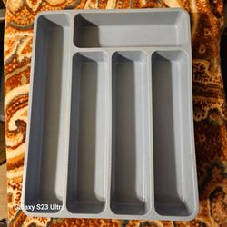 Blue Plastic Cutlery Drawer Organizer Tray